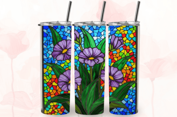 Download Stained Glass Lavender Flowers Tumbler - Lavender flower Collection