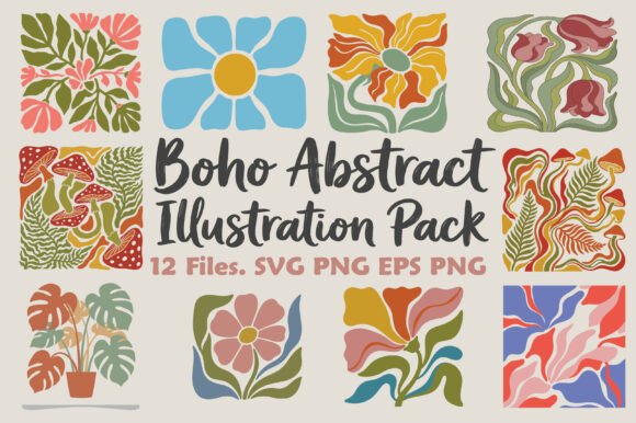 Download Boho Abstract Floral Illustration Pack - Boho Collection
