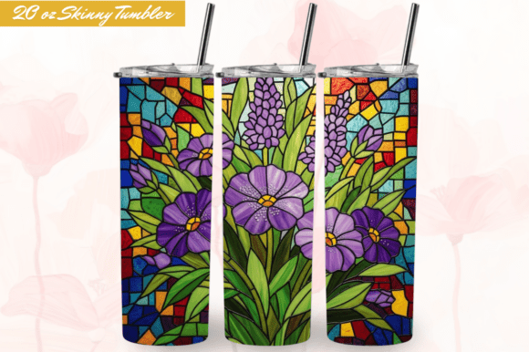 Download Stained Glass Lavender Flowers Tumbler - Lavender flower Collection