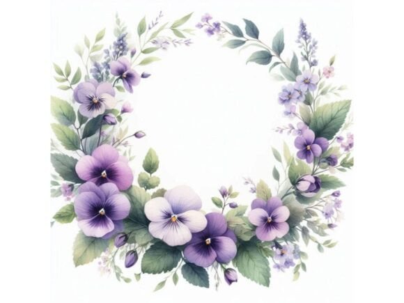Download Soft Watercolor Wreath with Violets and - Violets Collection