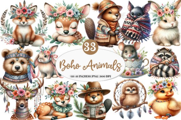 Download Boho Woodland Animals, Cute Animals Png - Boho Collection