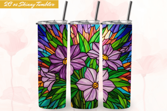 Download Stained Glass Lavender Flowers Tumbler - Lavender flower Collection