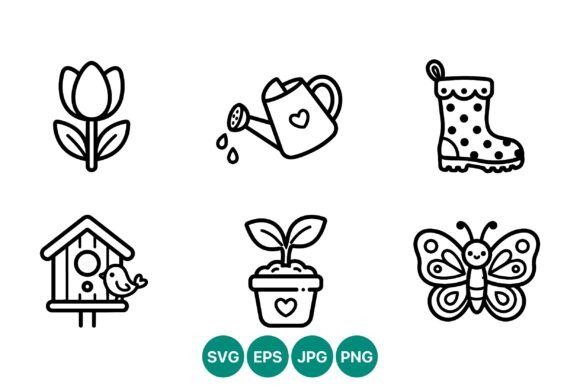 Download Garden Line Art Icons Black White - Icons Collection