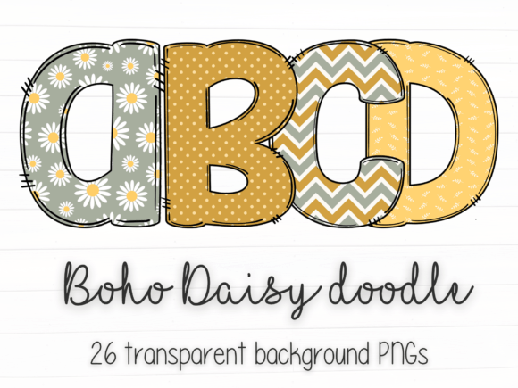 Download Boho Daisy Yellow Flower Doodle Letters - Boho Collection