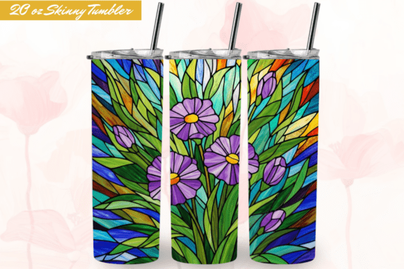 Download Stained Glass Lavender Flowers Tumbler - Lavender flower Collection