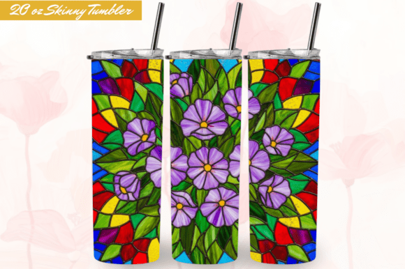 Download Stained Glass Lavender Flowers Tumbler - Lavender flower Collection