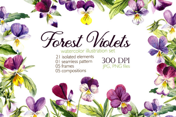 Download Watercolor Forest Violets - Violets Collection