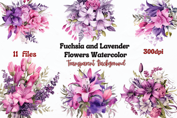 Download Fuchsia and Lavender Flowers Watercolor - Lavender flower Collection