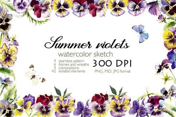 Download Watercolor Set Blooming Violets - Violets Collection
