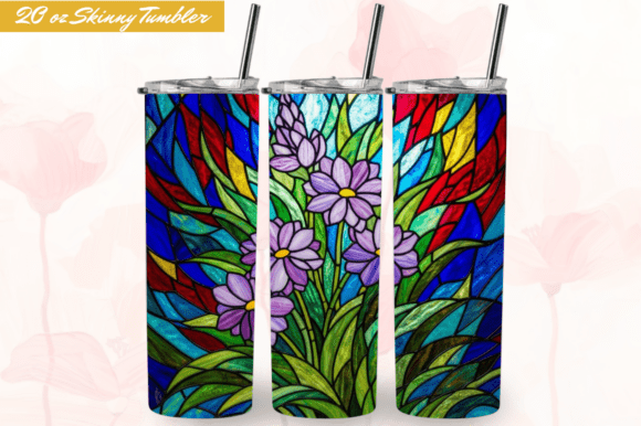 Download Stained Glass Lavender Flowers Tumbler - Lavender flower Collection