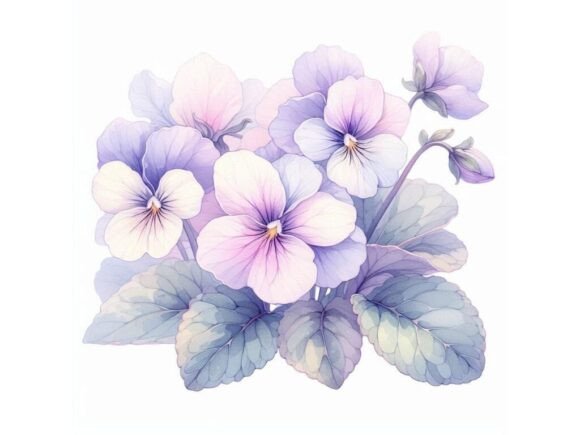 Download 🌸 Gentle Watercolor Violets in Pale Spr - Violets Collection