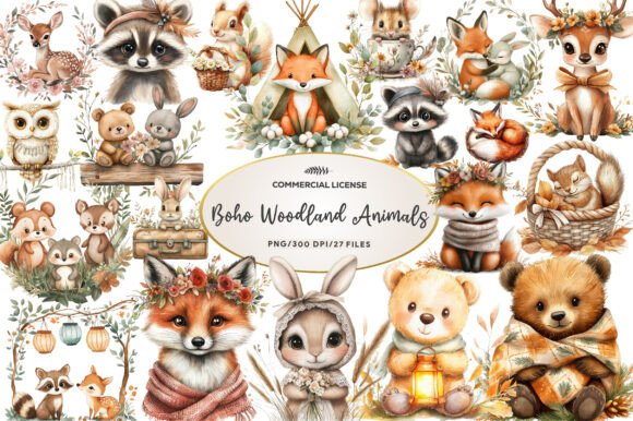 Download Boho Woodland Animals, Cute Animals Png - Boho Collection
