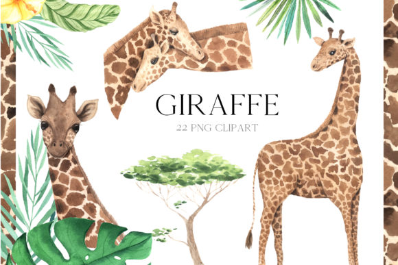 Download Watercolor Giraffe Clipart - Premium Bundle