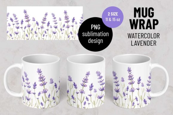 Download Lavender Flowers. Mug Wrap Sublimation - Lavender flower Collection